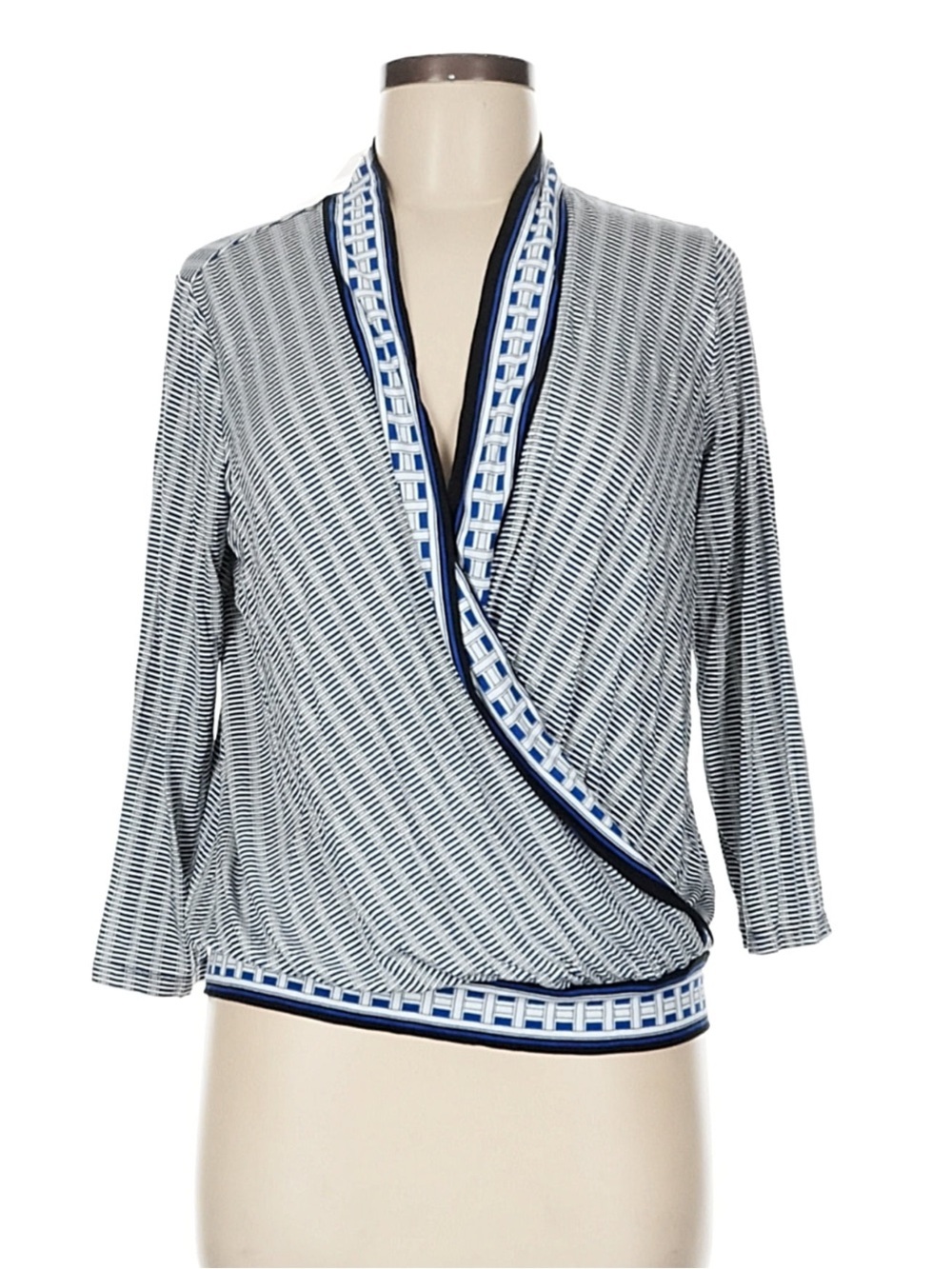 NWT  Max Studio Navy and White Patterned Blouse